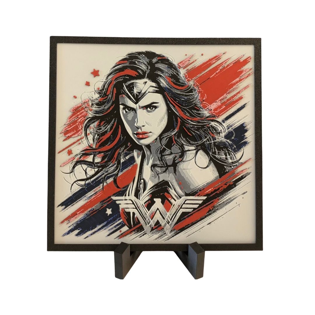 Wonder Woman (Multi-Color) – HueForge 12″×12″ 3D Printed Wall Art
