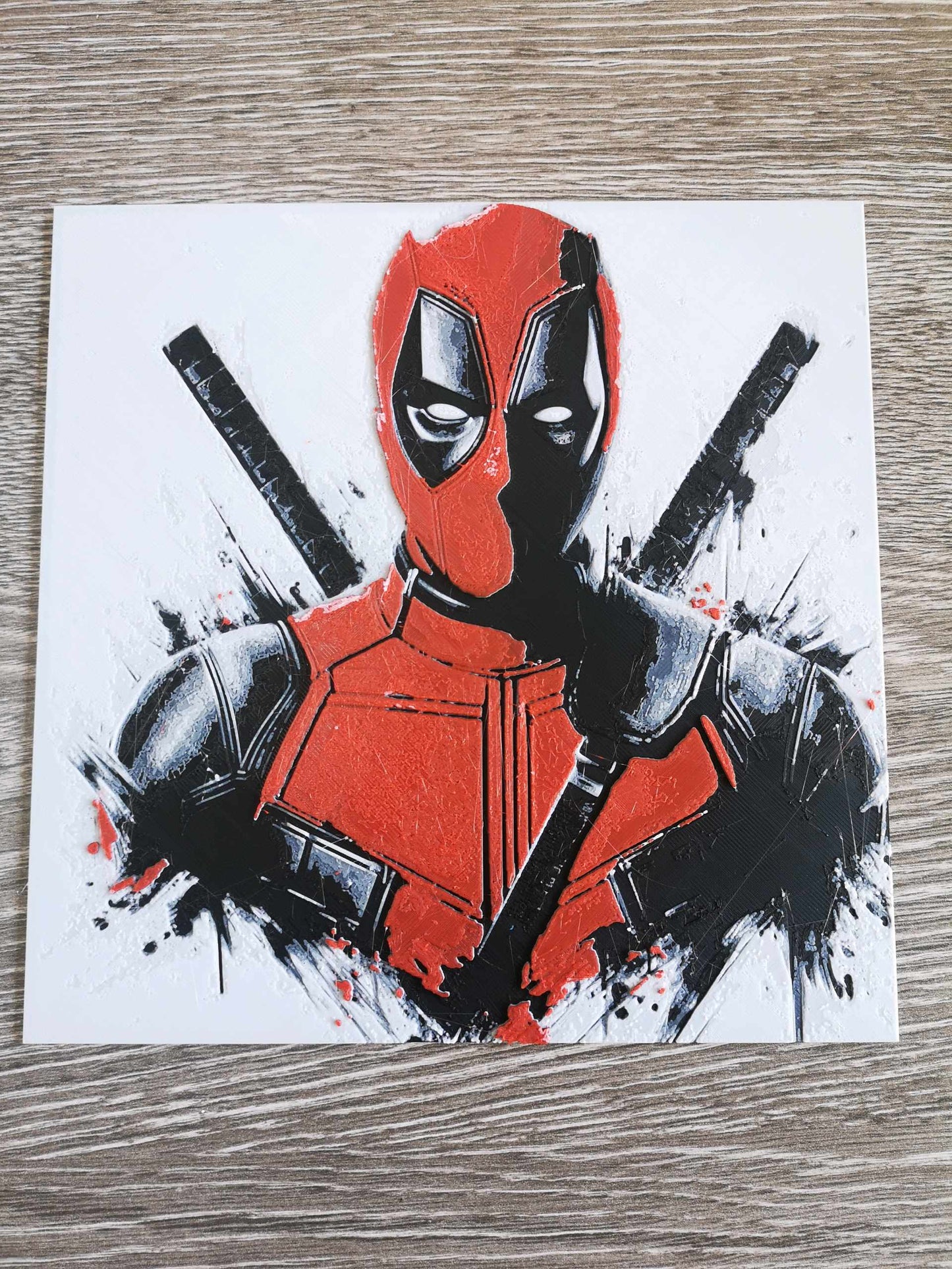 Deadpool – HueForge 3D Printed Wall Art (12″×12″