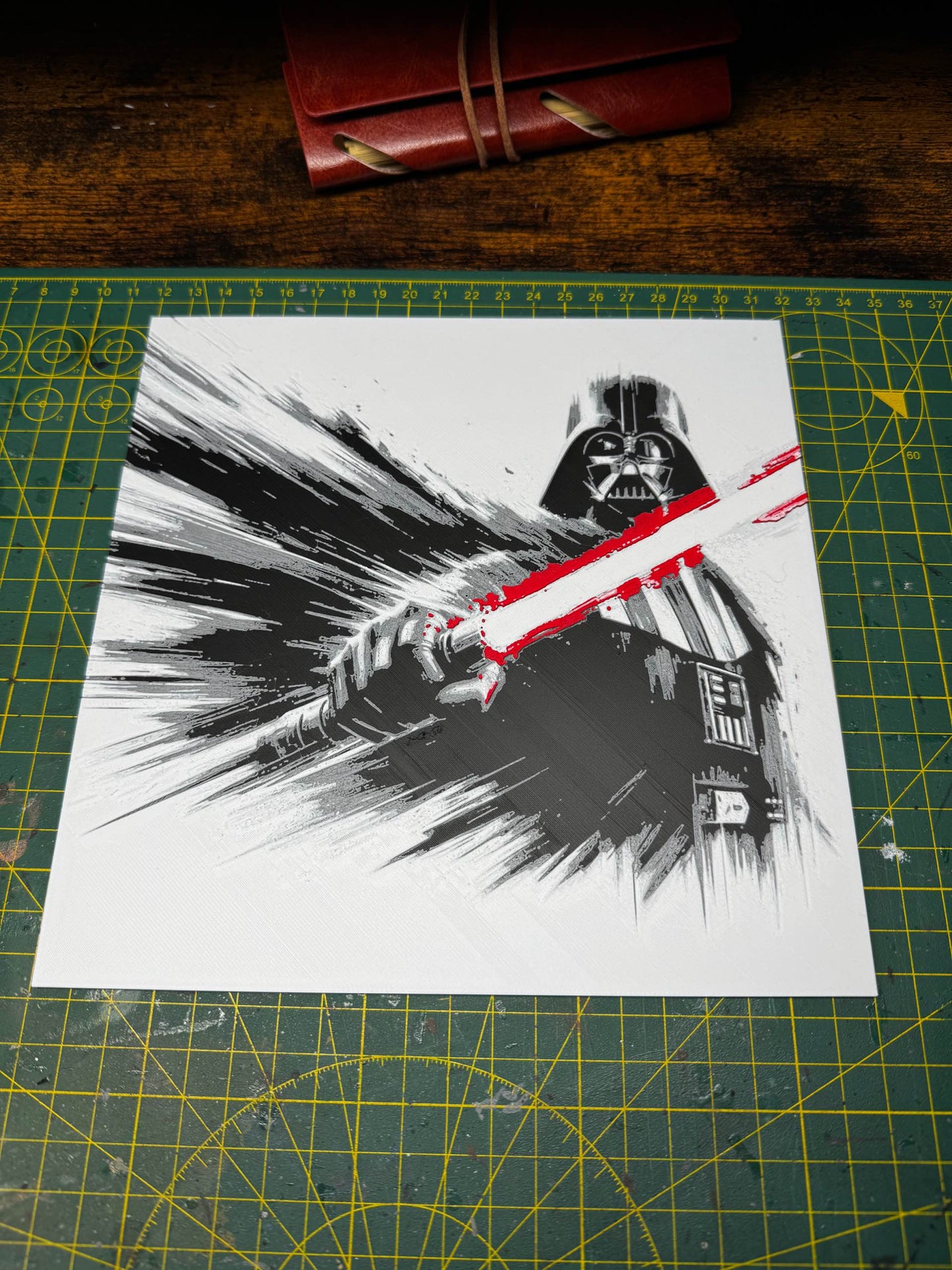 Darth Vader with Red Lightsaber – HueForge 12″×12″ Wall Art