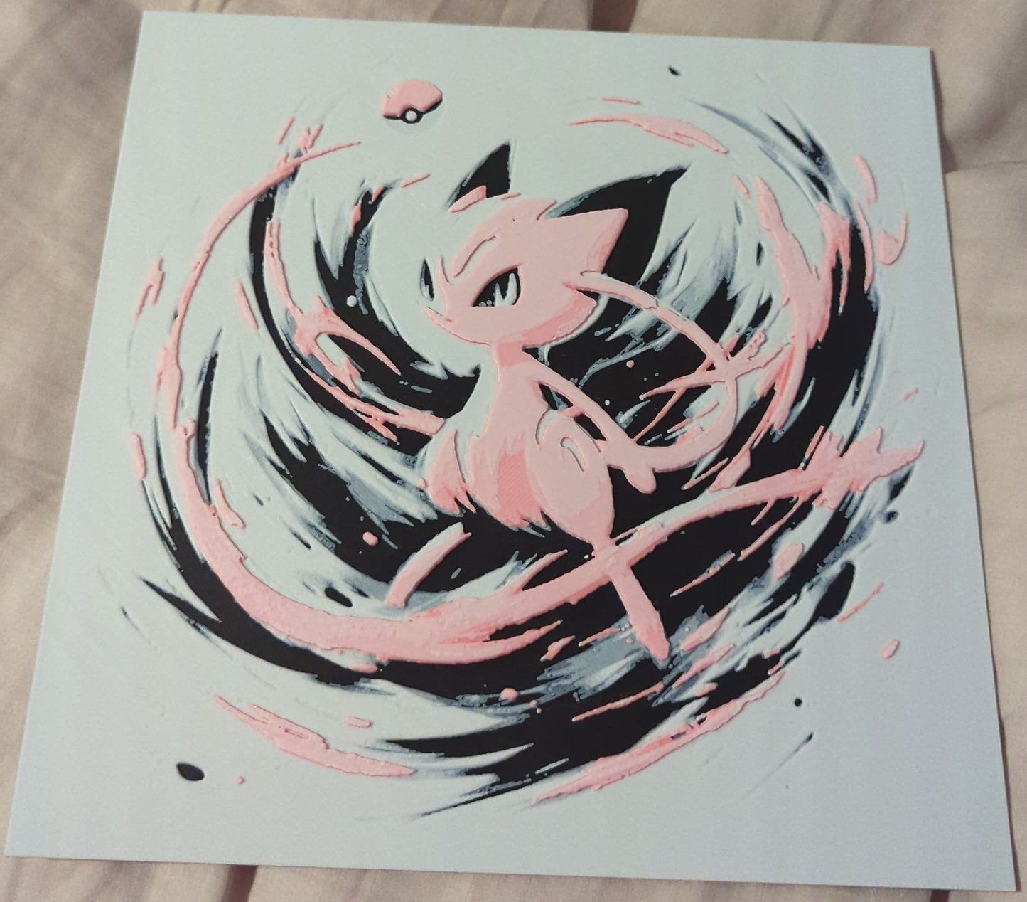Mew – HueForge 12″×12″ 3D Printed Wall Art