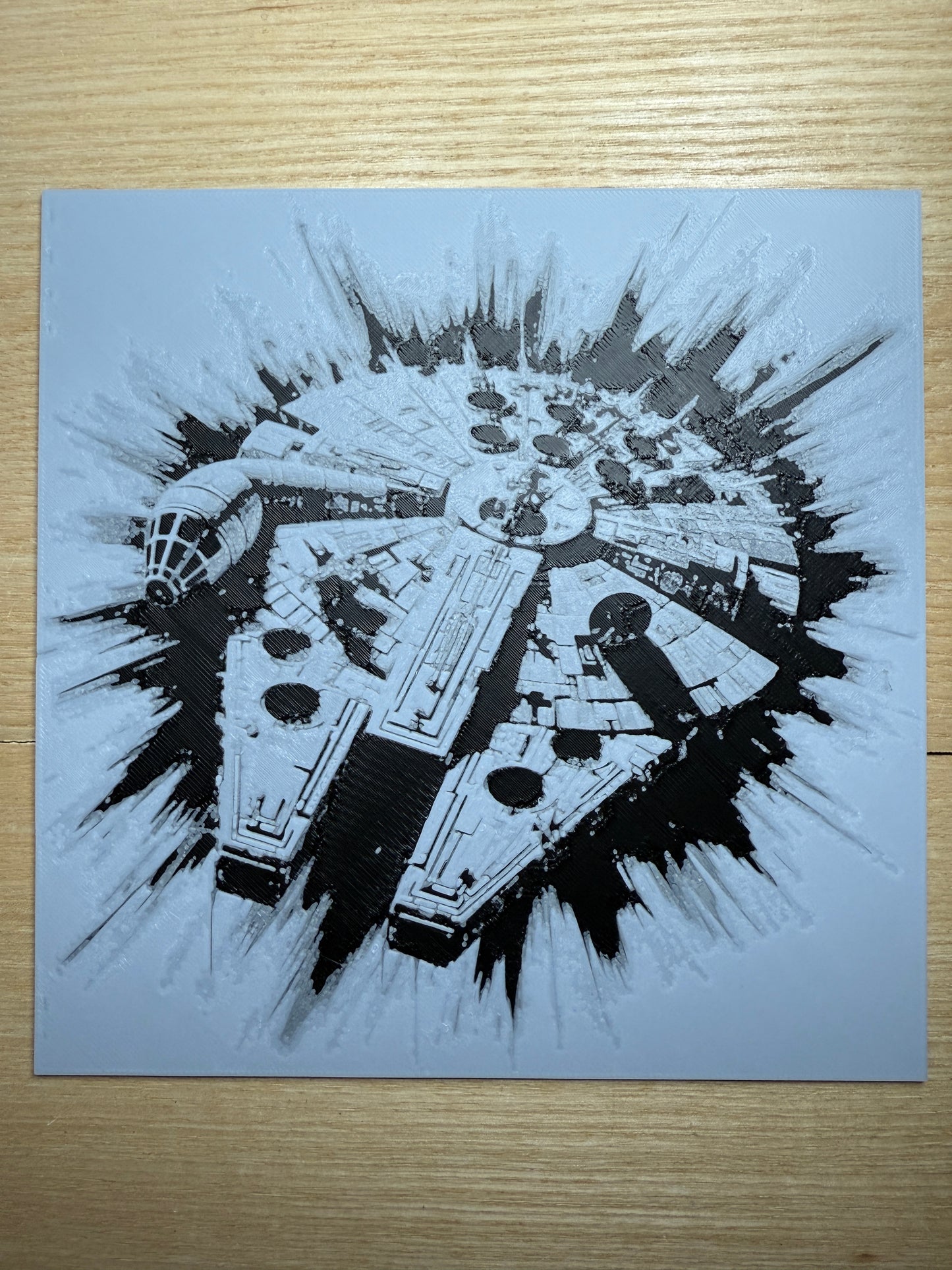 Millennium Falcon – HueForge 12″×12″ 3D Printed Wall Art