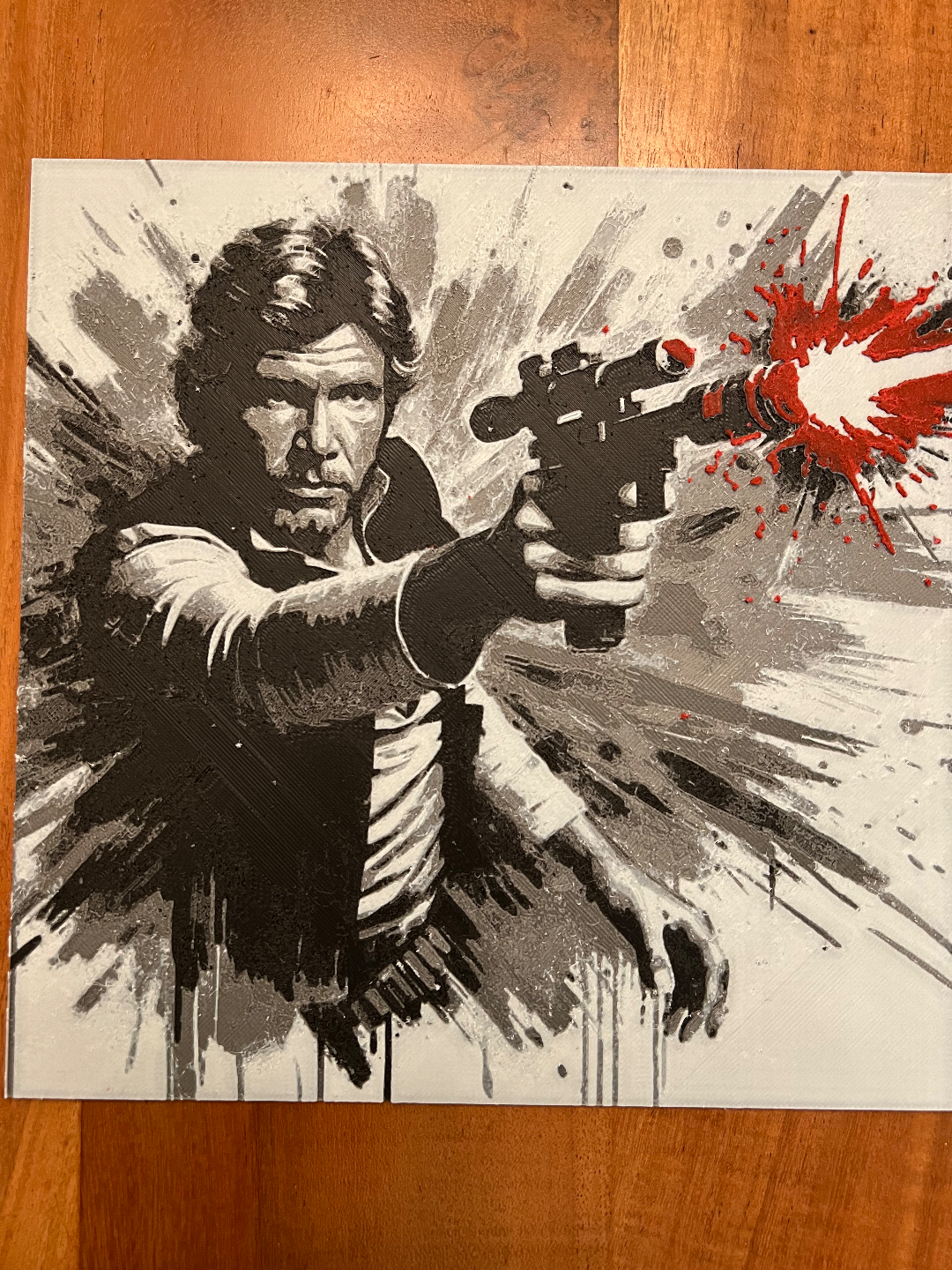 Han Solo With Red Blaster Fire – HueForge 12″×12″ 3D Printed Wall Art