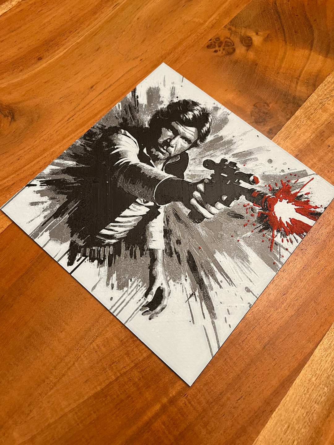 Han Solo With Red Blaster Fire – HueForge 12″×12″ 3D Printed Wall Art