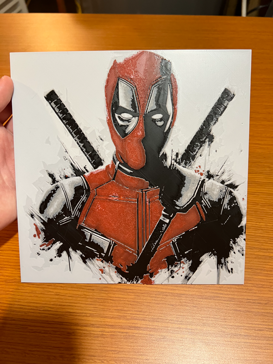 Deadpool – HueForge 3D Printed Wall Art (12″×12″