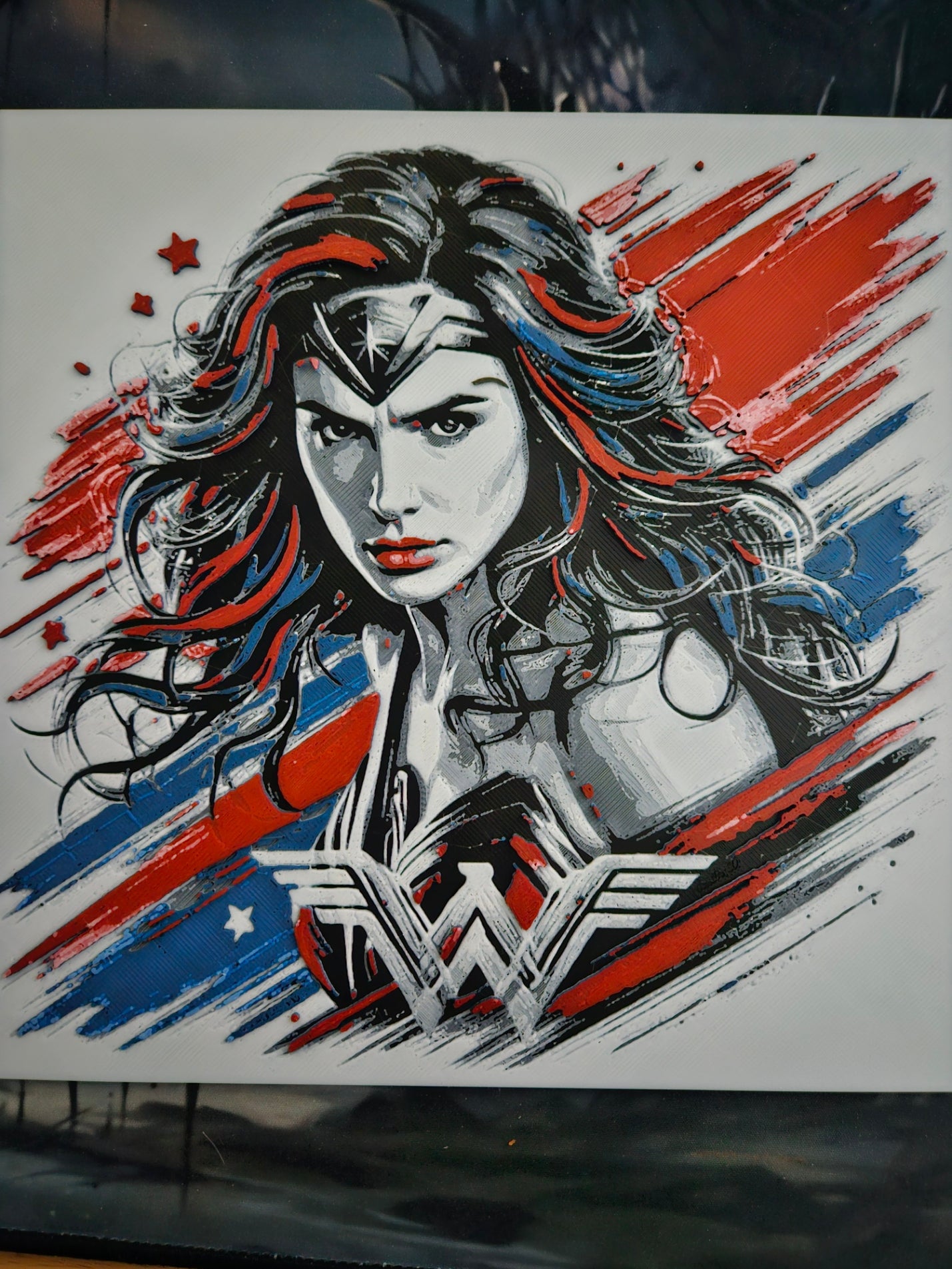 Wonder Woman (Multi-Color) – HueForge 12″×12″ 3D Printed Wall Art