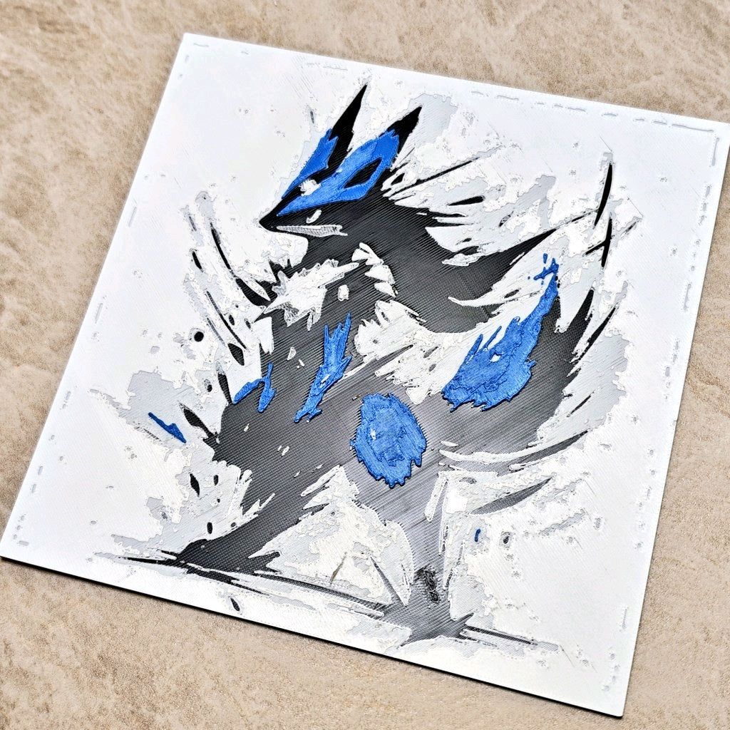 Lucario – HueForge 12″×12″ 3D Printed Wall Art