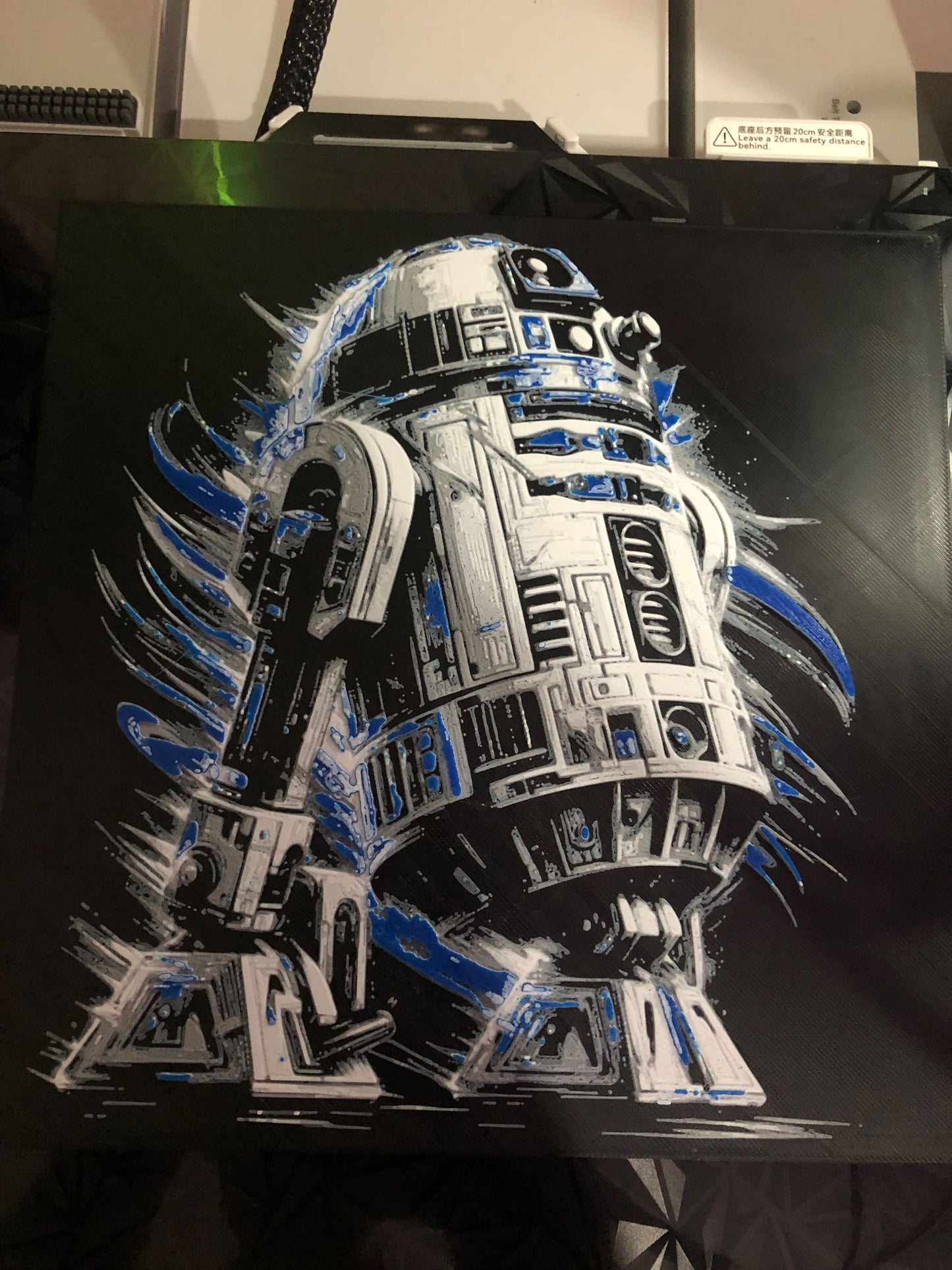 R2D2 (Black Background) – HueForge 12″×12″ 3D Printed Wall Art