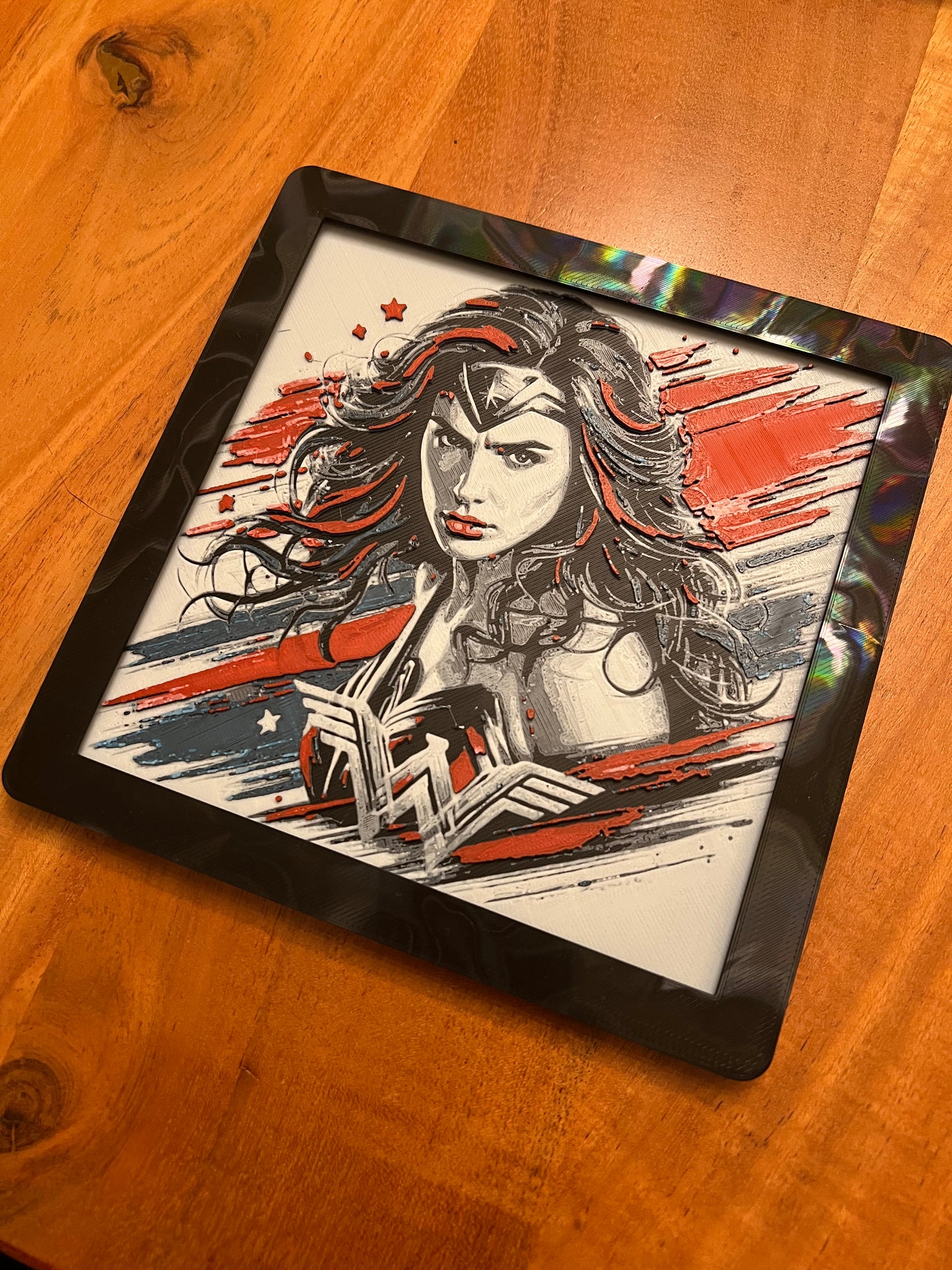 Wonder Woman (Multi-Color) – HueForge 12″×12″ 3D Printed Wall Art