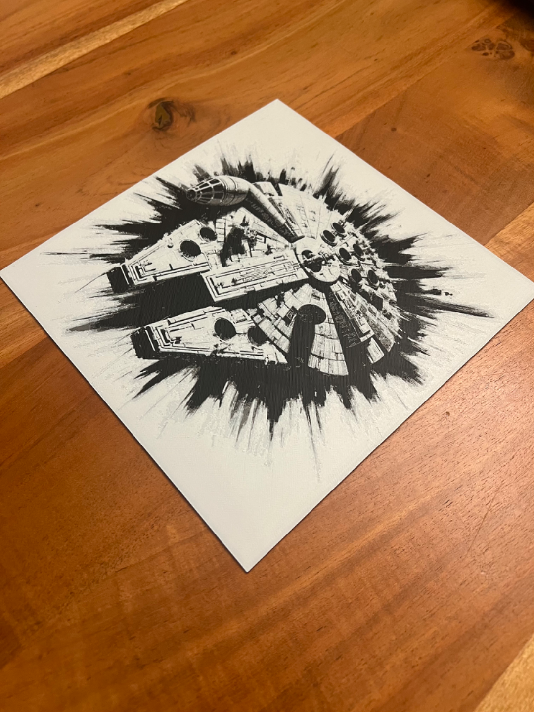 Millennium Falcon – HueForge 12″×12″ 3D Printed Wall Art