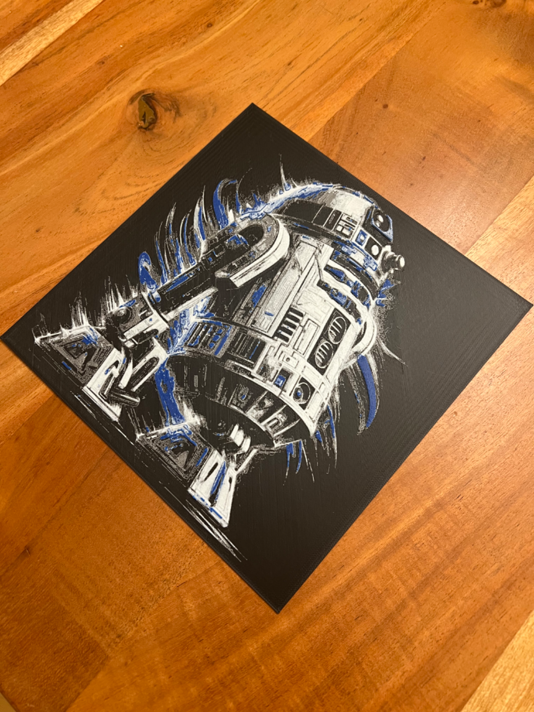 R2D2 (Black Background) – HueForge 12″×12″ 3D Printed Wall Art