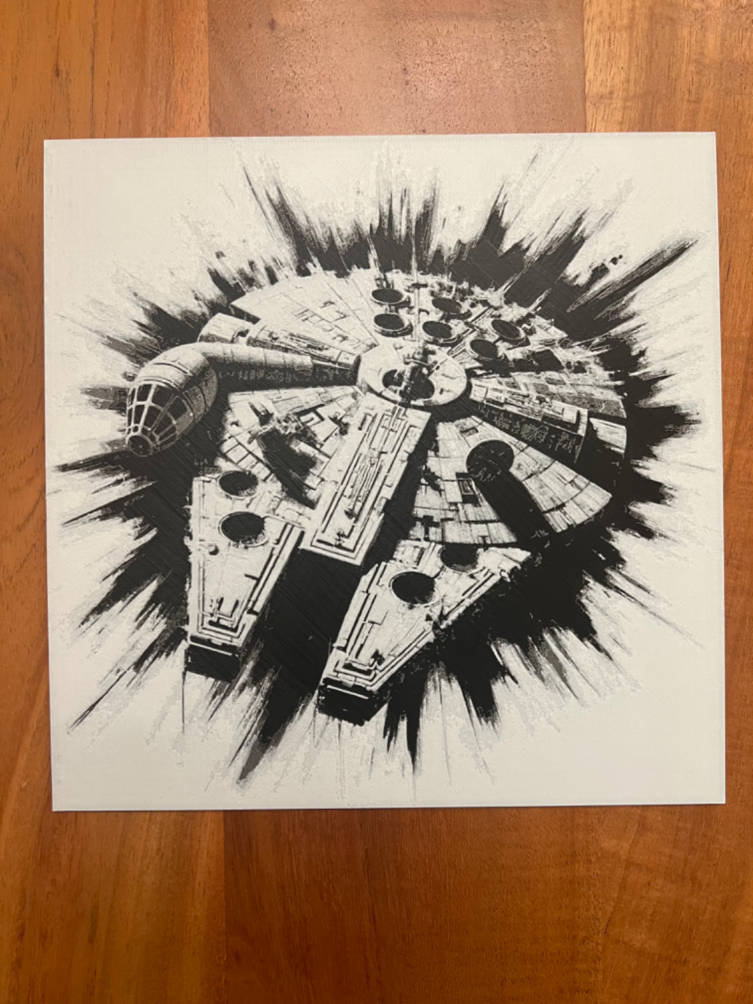 Millennium Falcon – HueForge 12″×12″ 3D Printed Wall Art