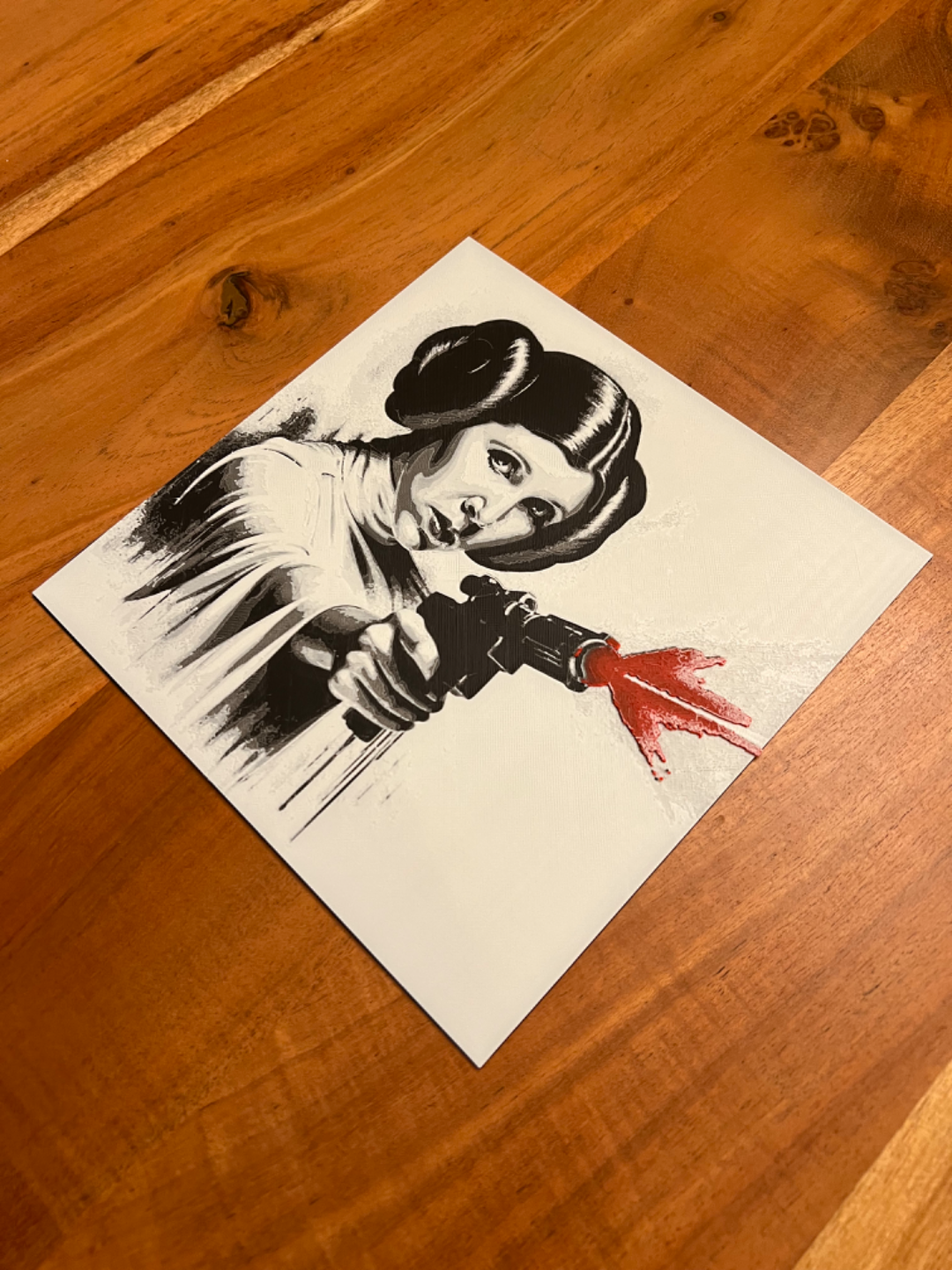 Princess Leia with Blaster 2.0 – HueForge 12″×12″ 3D Printed Wall Art