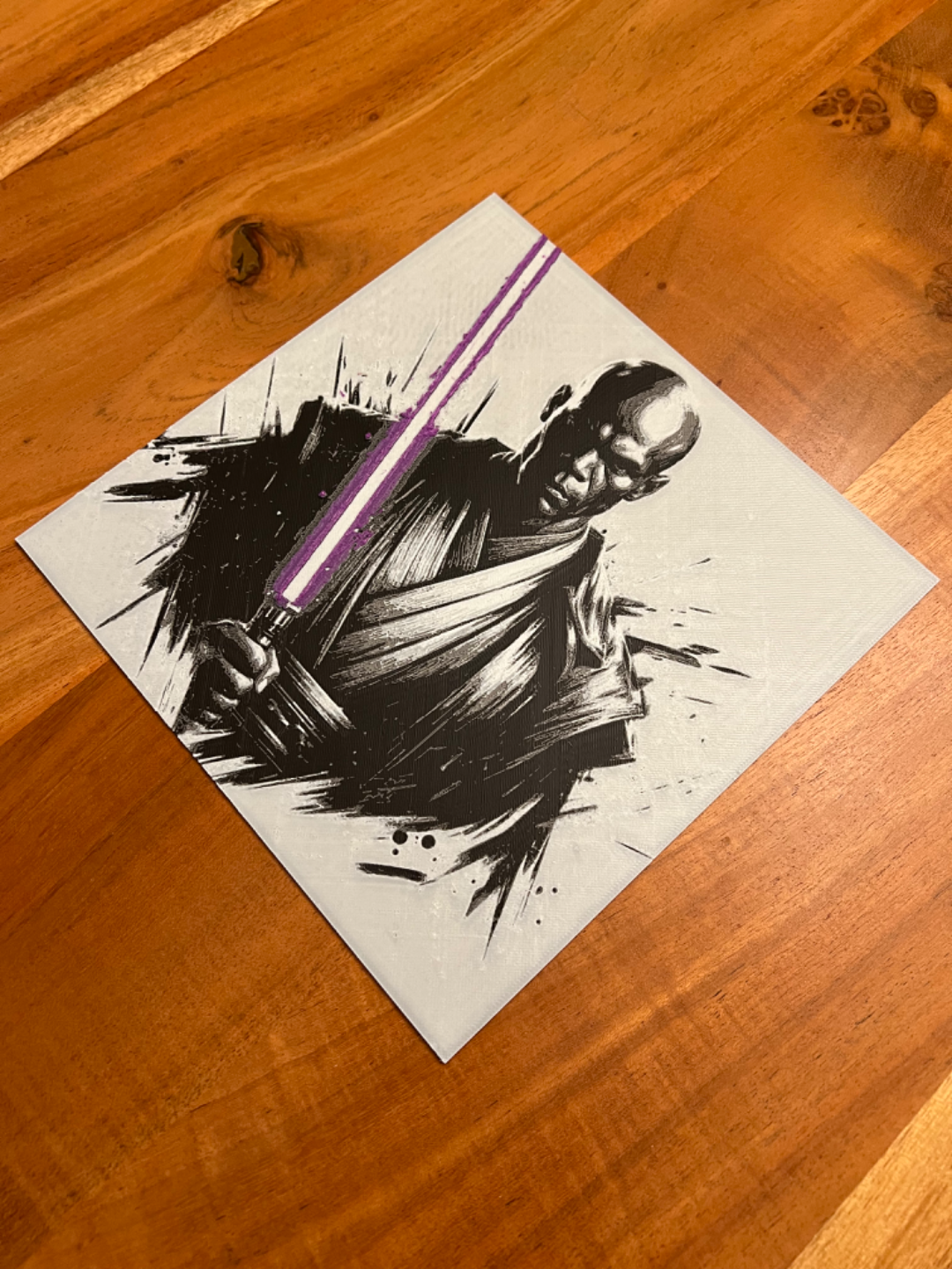 Mace Windu with Purple Lightsaber – HueForge 12″×12″ 3D Printed Wall Art