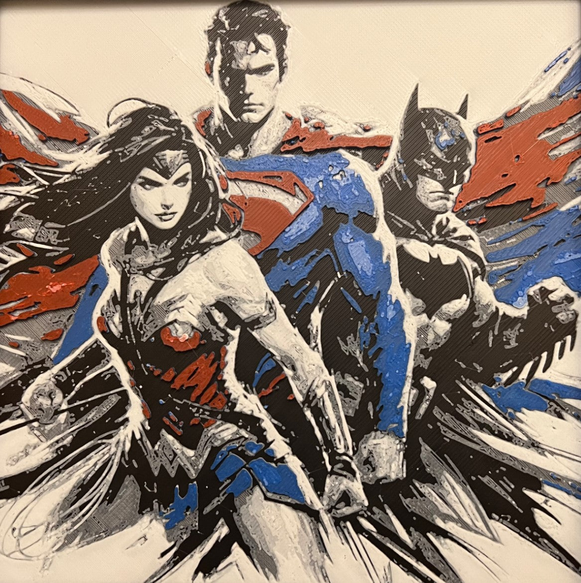 Justice League (Multi-Colored) – HueForge 12″×12″ 3D Printed Wall Art