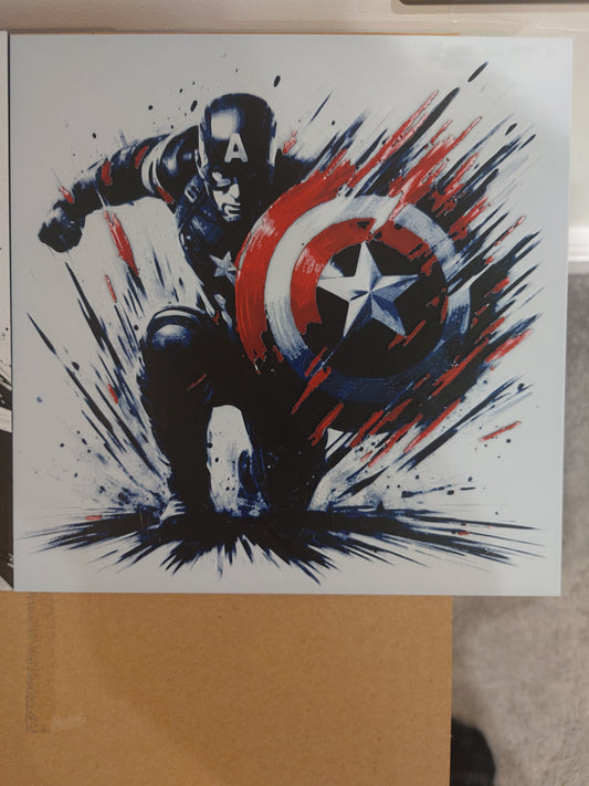 Captain America in Blue – HueForge 12″×12″ 3D Printed Wall Art