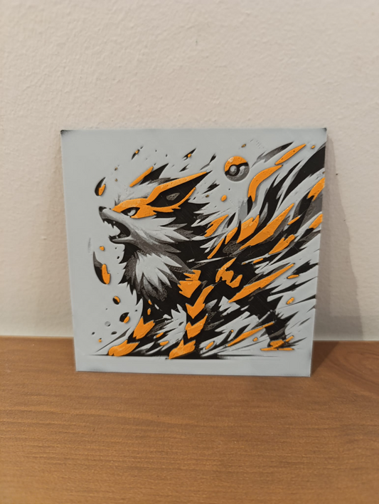 Arcanine – HueForge 12″×12″ 3D Printed Wall Art