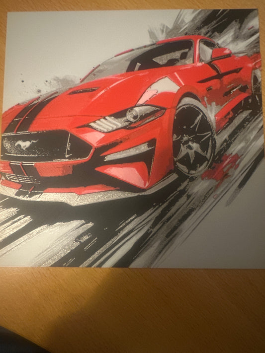 Modern Mustang – HueForge 12″×12″ 3D Printed Wall Art
