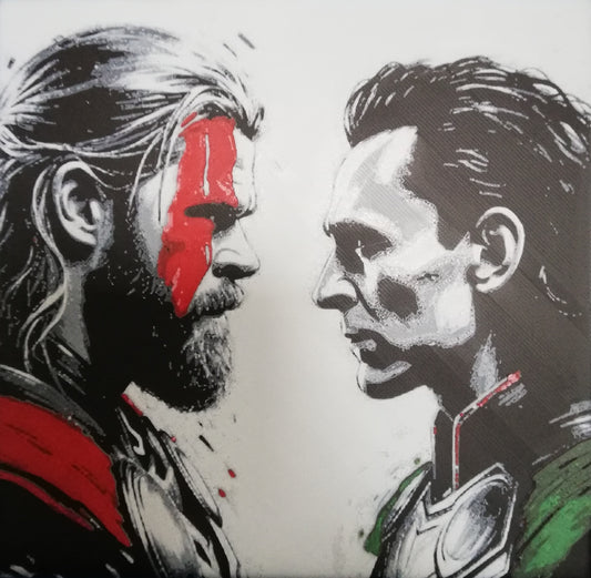 Thor vs Loki – HueForge 12″×12″ 3D Printed Wall Art