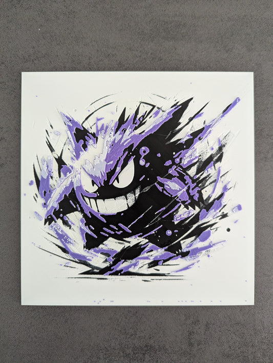 Gengar – HueForge 12″×12″ 3D Printed Wall Art