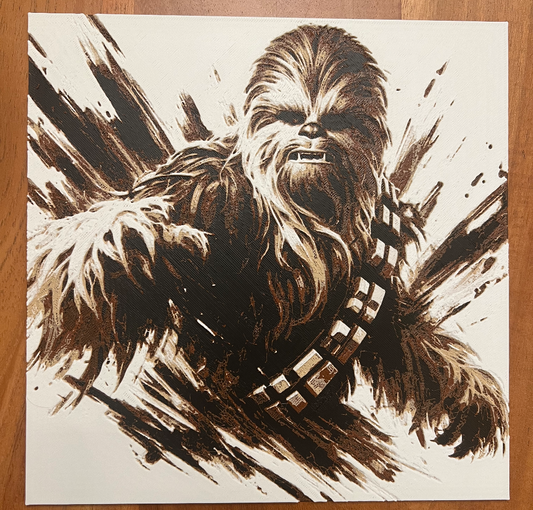 Chewbacca – HueForge 12″×12″ 3D Printed Wall Art