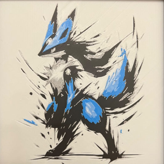 Lucario – HueForge 12″×12″ 3D Printed Wall Art