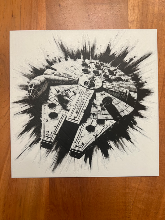 Millennium Falcon – HueForge 12″×12″ 3D Printed Wall Art