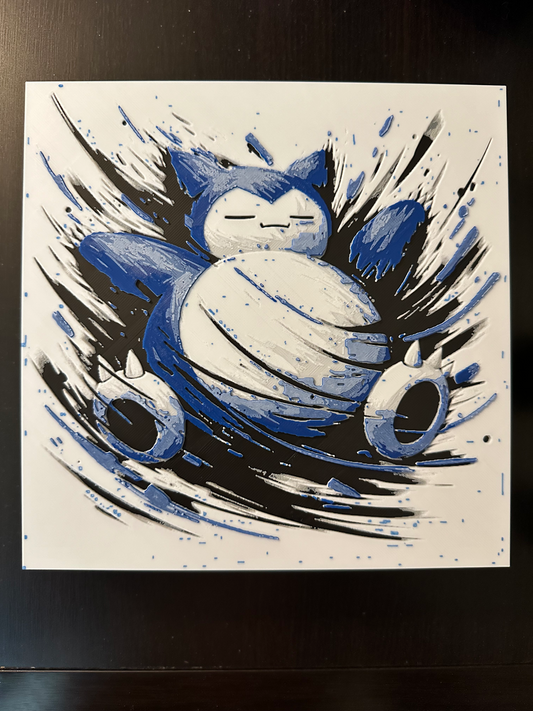 Snorlax – HueForge 12″×12″ 3D Printed Wall Art
