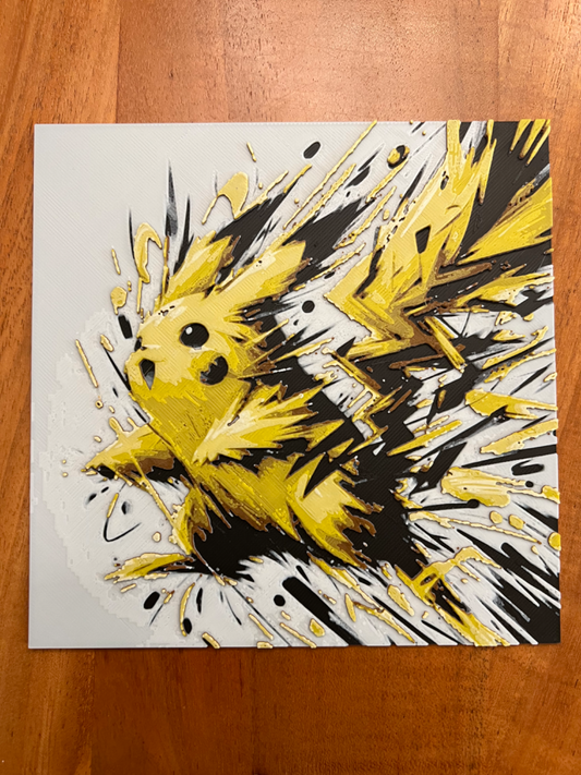 Pikachu – HueForge 12″×12″ 3D Printed Wall Art