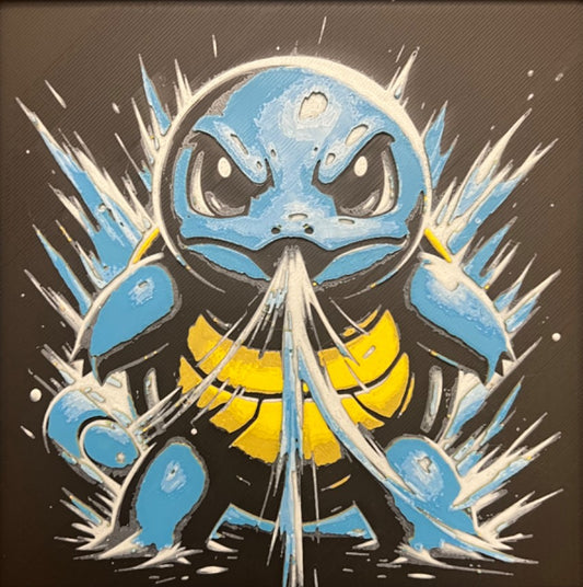 Squirtle Attack – HueForge 12″×12″ 3D Printed Wall Art